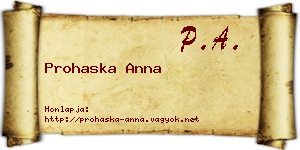 Prohaska Anna névjegykártya